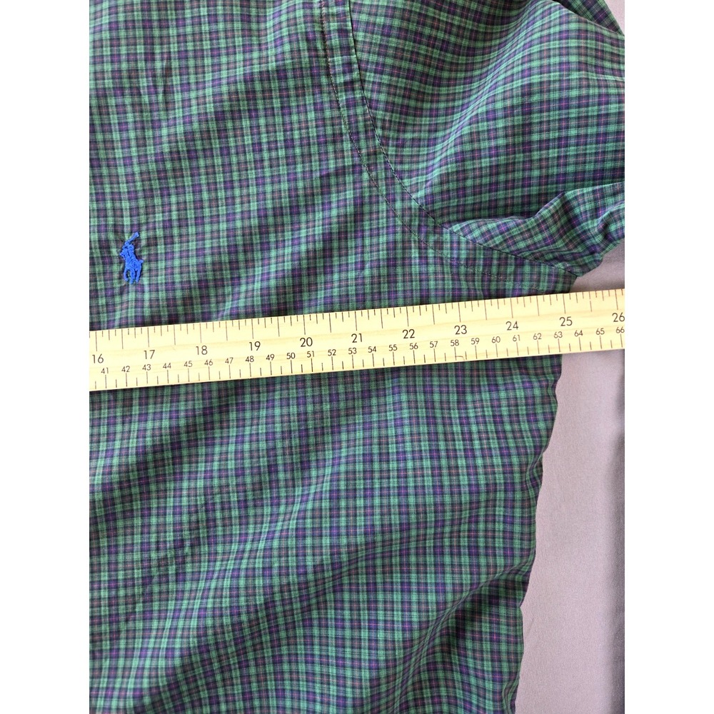 Vintage Polo Ralph Lauren Green Checker Plaid Button Up Shirt M Sz L Y2K Preppy - Picture 14 of 16